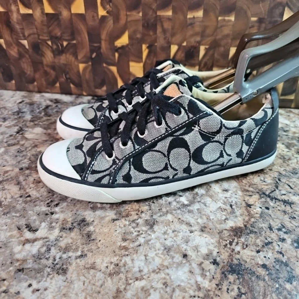 Coach Black and White Signature Canvas Sneakers